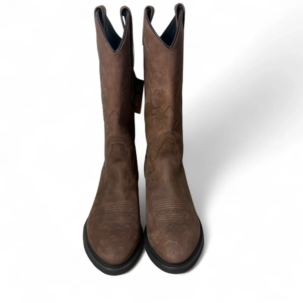Old West Brown Leather Cowboy Boots | Pointed Toe Western Size 11